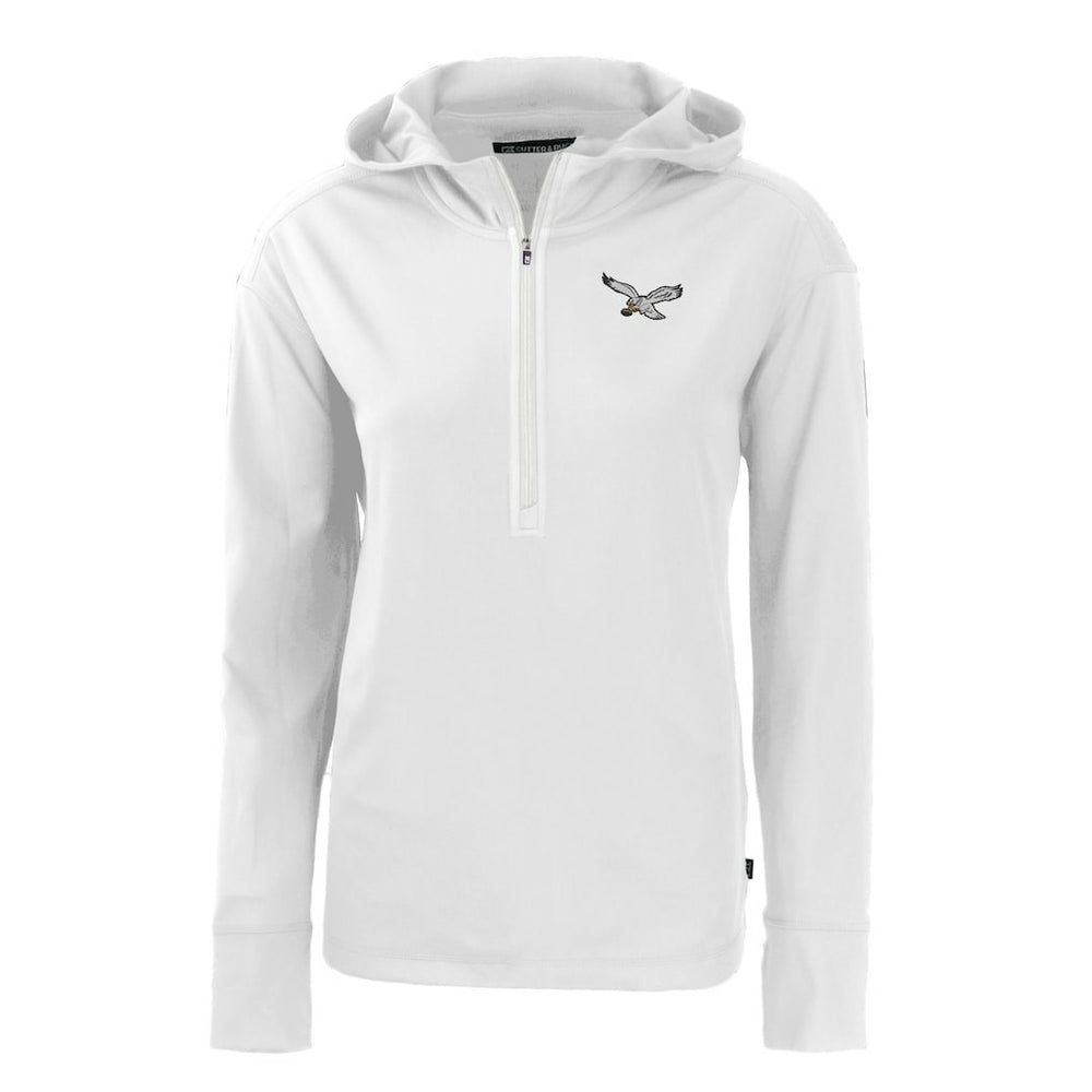 Philadelphia Eagles Cutter & Buck Women's Throwback Daybreak Eco Recycled Half-Zip Hoodie - White on sale
