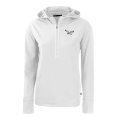 Philadelphia Eagles Cutter & Buck Women's Throwback Daybreak Eco Recycled Half-Zip Hoodie - White on sale