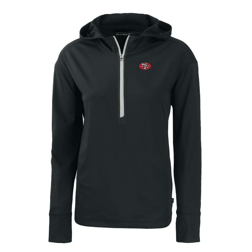 San Francisco 49ers Cutter & Buck Women's Throwback Daybreak Eco Recycled Half-Zip Hoodie - Black online