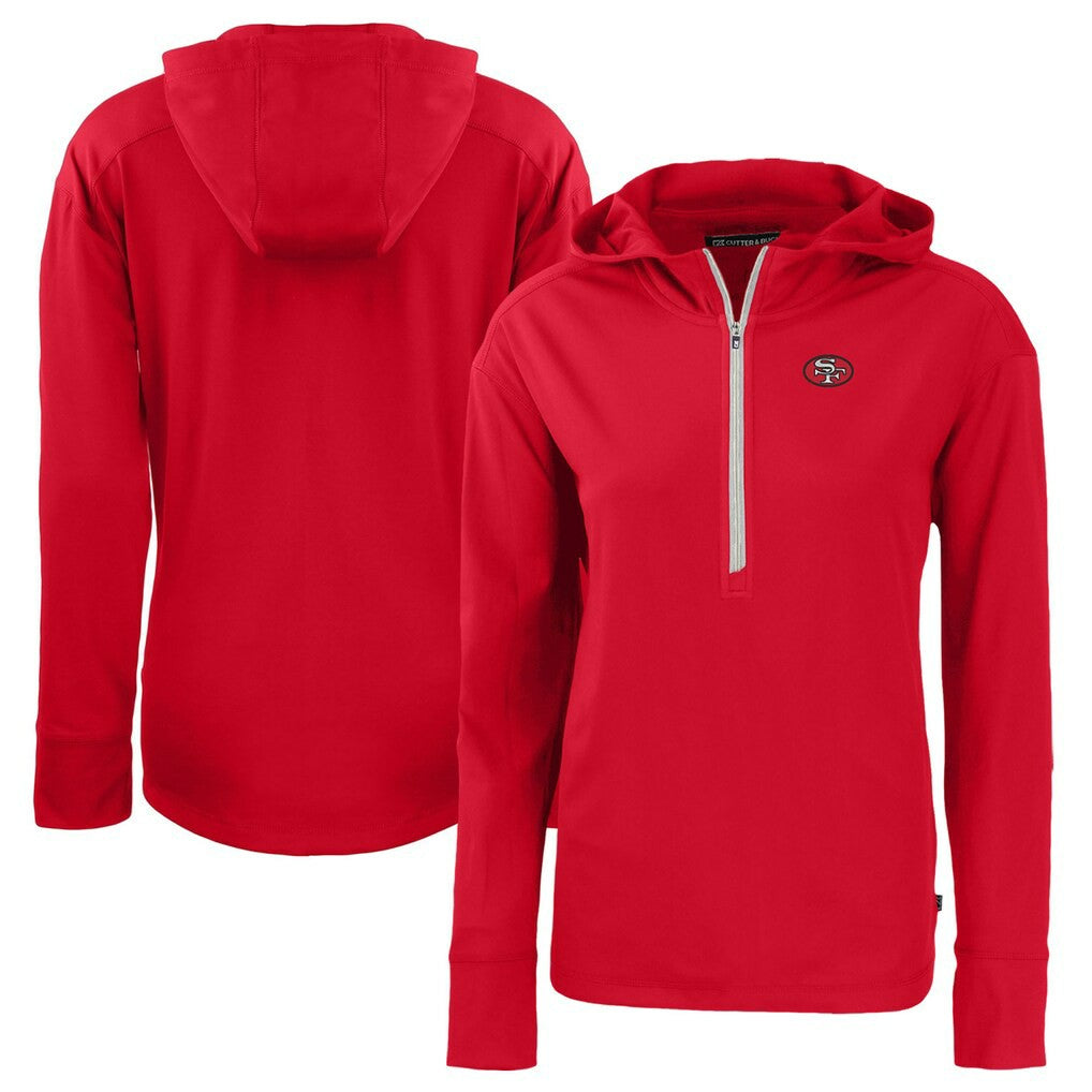 San Francisco 49ers Cutter & Buck Women's Throwback Daybreak Eco Recycled Half-Zip Hoodie - Scarlet cheap