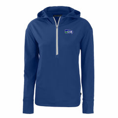 Seattle Seahawks Cutter & Buck Women's Throwback Daybreak Eco Recycled Half-Zip Hoodie - Blue outlet
