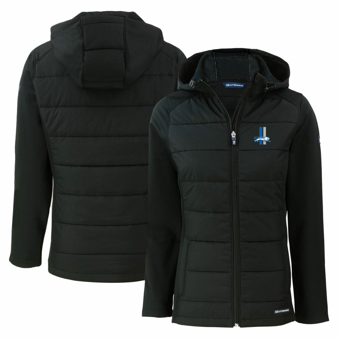 Detroit Lions Cutter & Buck Women's Throwback Evoke Hybrid Eco Softshell Recycled Full-Zip Hoodie Jacket - Black outlet