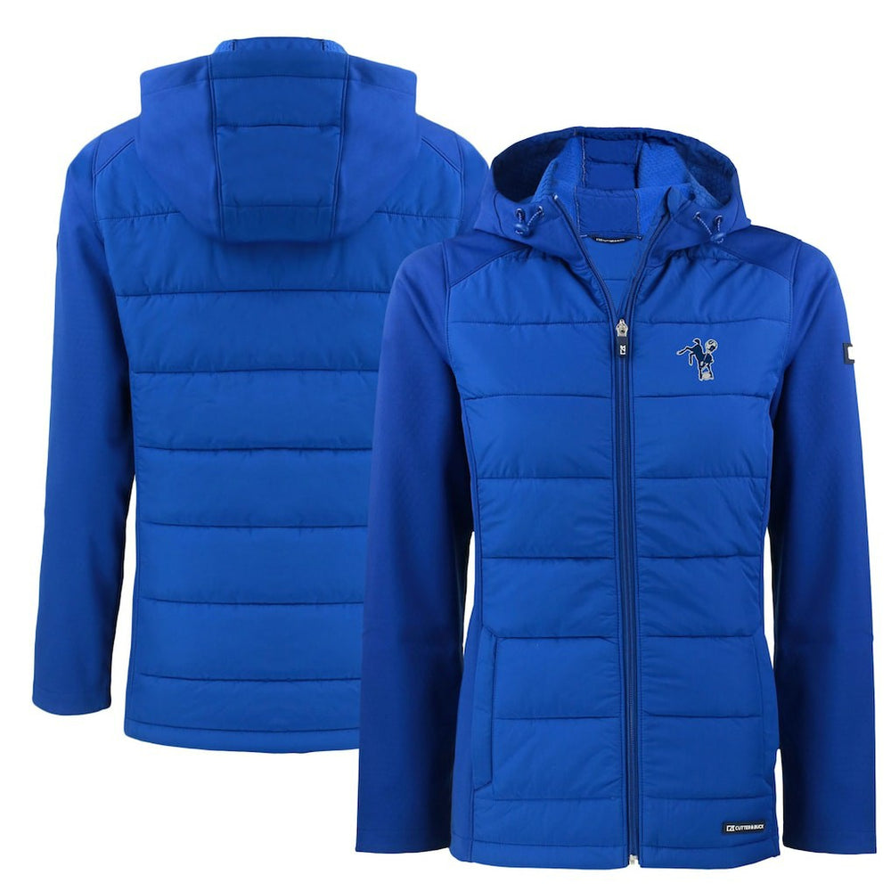 Indianapolis Colts Cutter & Buck Women's Throwback Evoke Hybrid Eco Softshell Recycled Full-Zip Hoodie Jacket - Royal discount