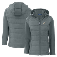 New Orleans Saints Cutter & Buck Women's Throwback Evoke Hybrid Eco Softshell Recycled Full-Zip Hoodie Jacket - Gray sale