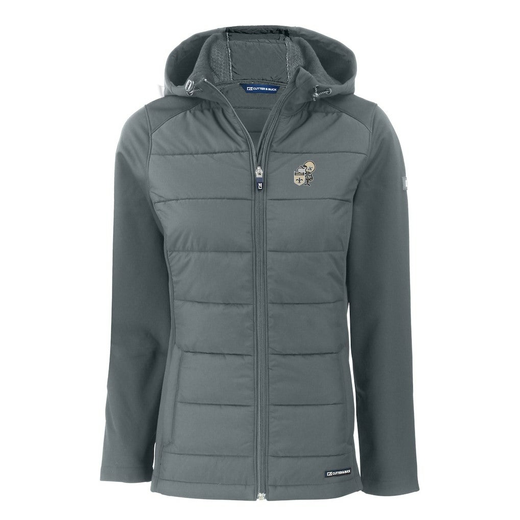 New Orleans Saints Cutter & Buck Women's Throwback Evoke Hybrid Eco Softshell Recycled Full-Zip Hoodie Jacket - Gray sale