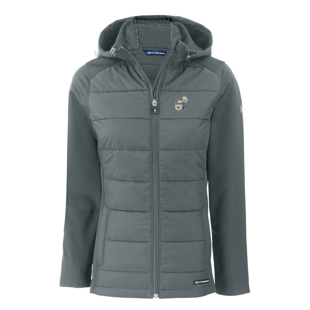 New Orleans Saints Cutter & Buck Women's Throwback Evoke Hybrid Eco Softshell Recycled Full-Zip Hoodie Jacket - Gray sale