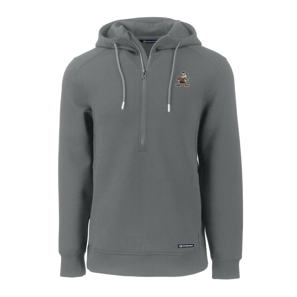 Cleveland Browns Cutter & Buck Throwback Roam Eco Half-Zip Recycled Pullover Hoodie - Gray discount