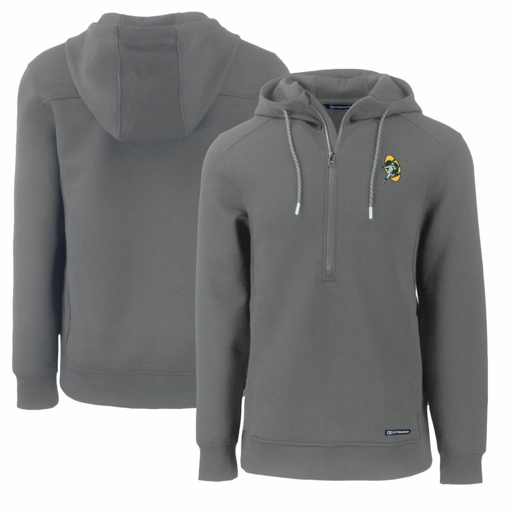 Green Bay Packers Cutter & Buck Throwback Roam Eco Half-Zip Recycled Pullover Hoodie - Gray for sale