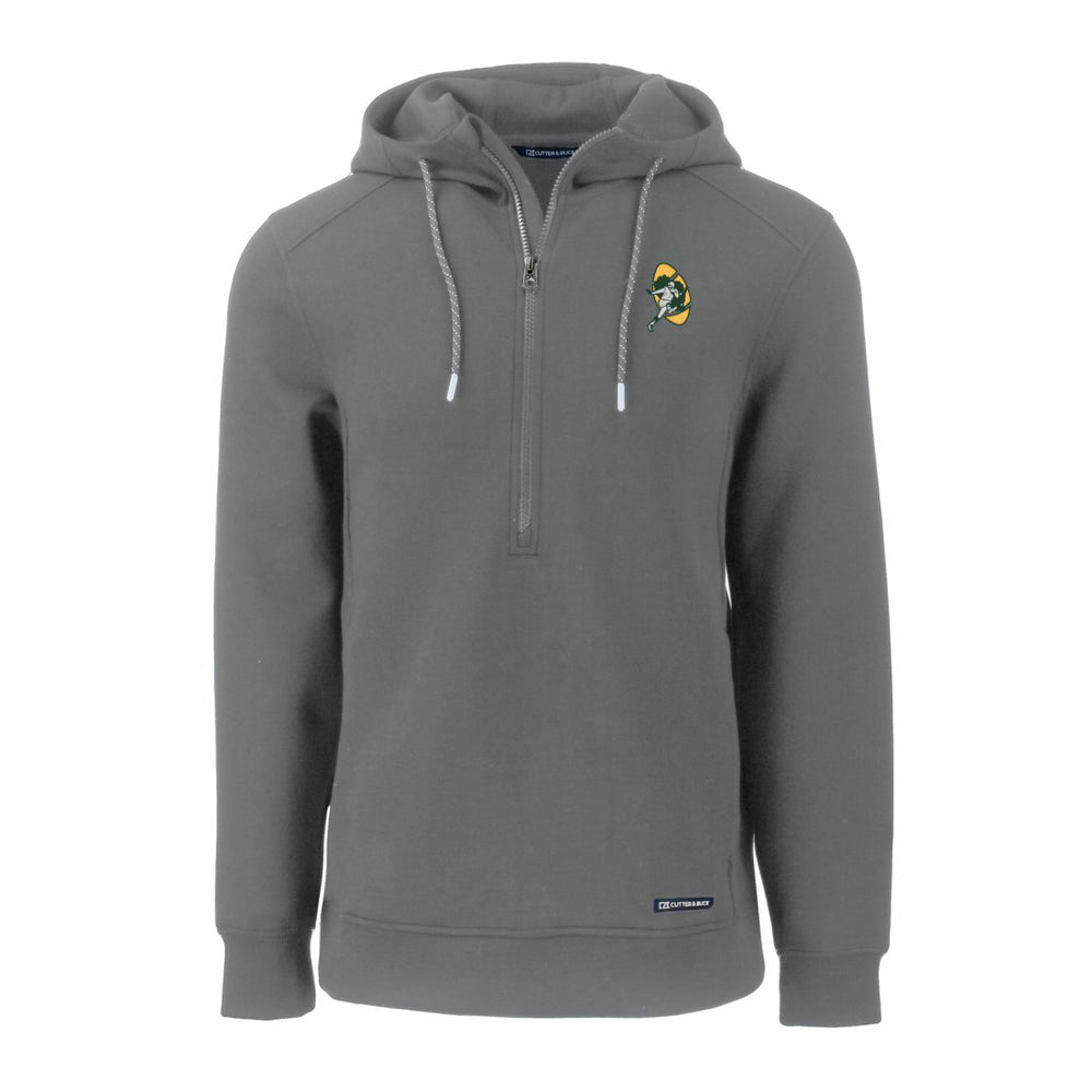 Green Bay Packers Cutter & Buck Throwback Roam Eco Half-Zip Recycled Pullover Hoodie - Gray for sale