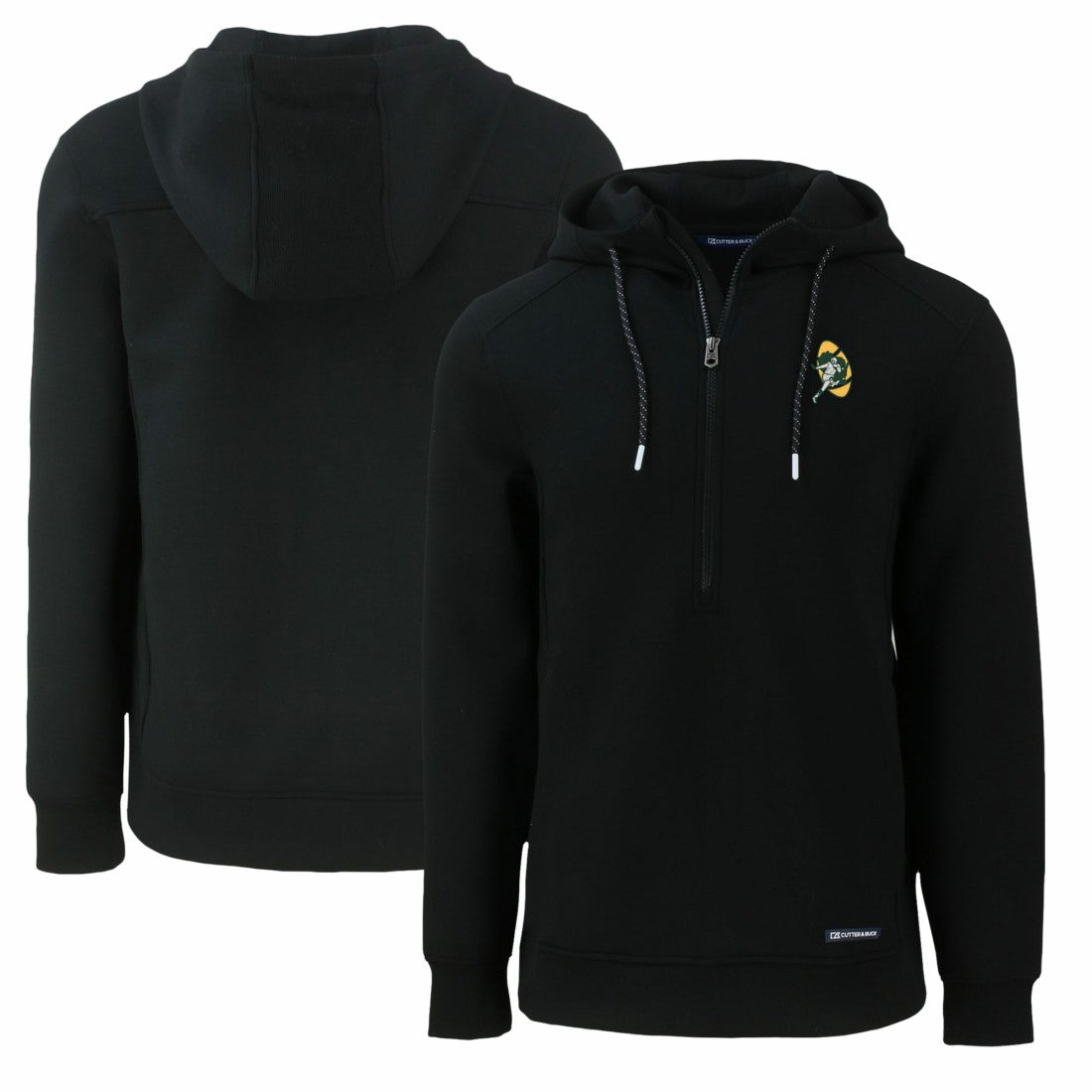 Green Bay Packers Cutter & Buck Throwback Roam Eco Half-Zip Recycled Pullover Hoodie - Black discount