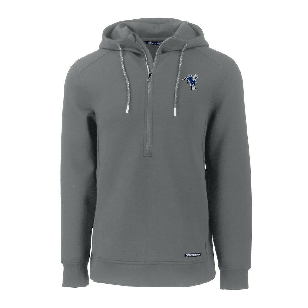 Indianapolis Colts Cutter & Buck Throwback Roam Eco Half-Zip Recycled Pullover Hoodie - Gray on sale