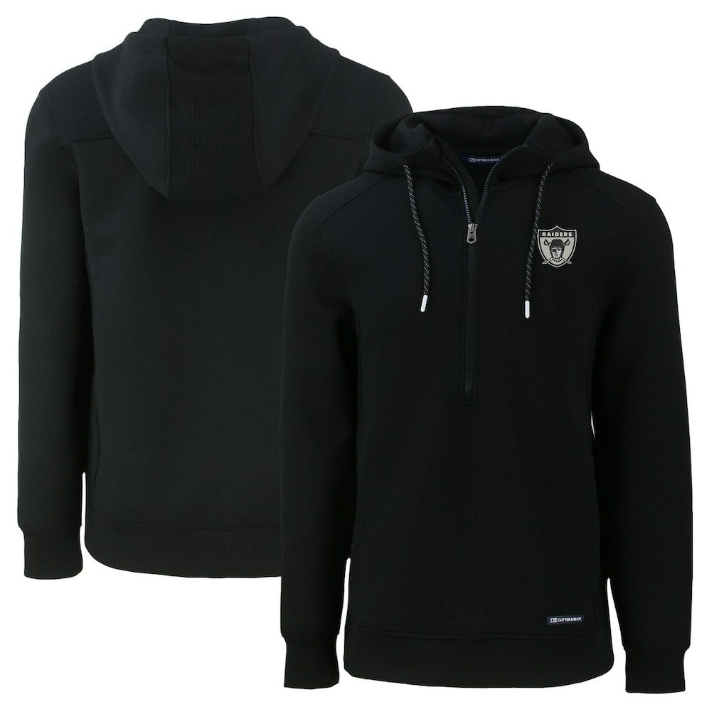 Las Vegas Raiders Cutter & Buck Throwback Roam Eco Half-Zip Recycled Pullover Hoodie - Black online