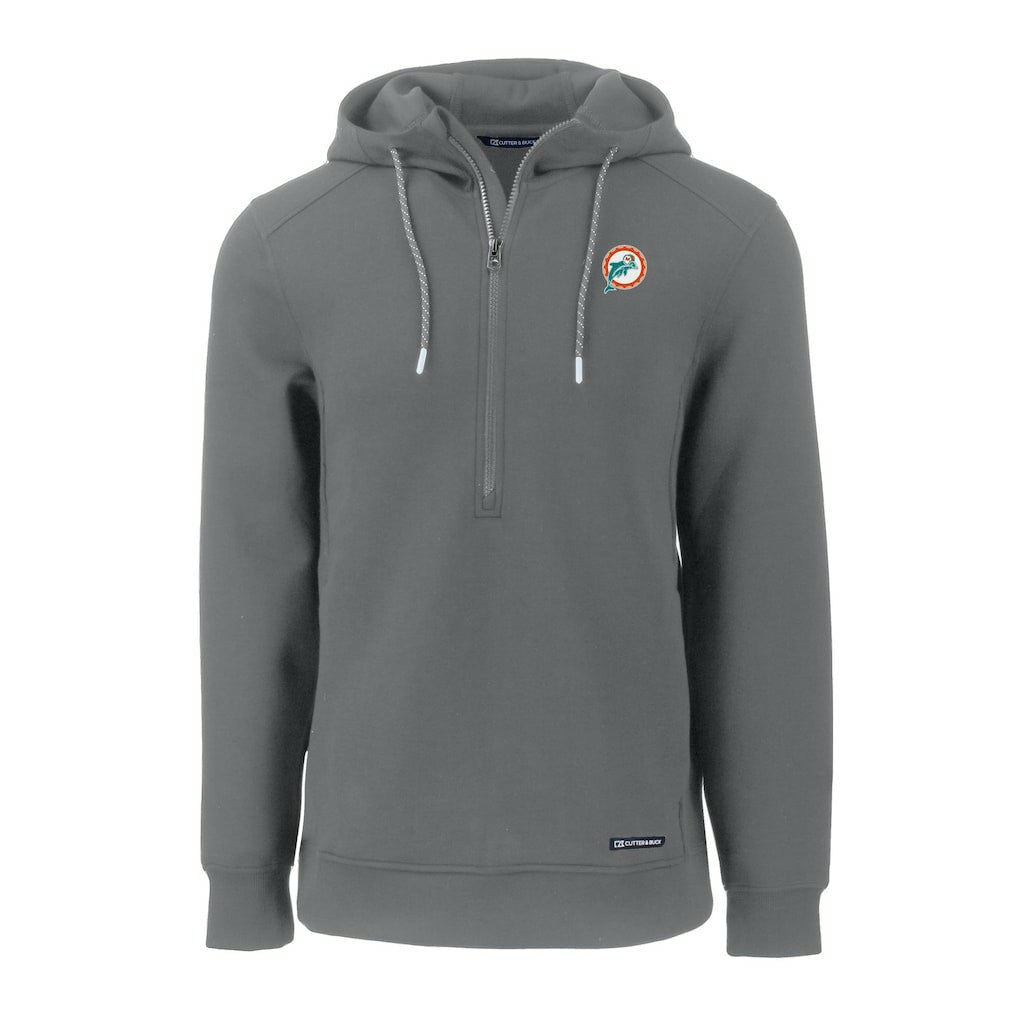 Miami Dolphins Cutter & Buck Throwback Roam Eco Half-Zip Recycled Pullover Hoodie - Gray for sale