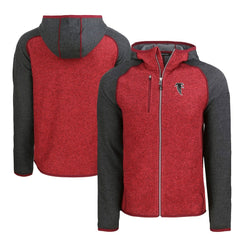 Atlanta Falcons Cutter & Buck Throwback Mainsail Sweater-Knit Full-Zip Hoodie - Heather Red/Heather Charcoal outlet