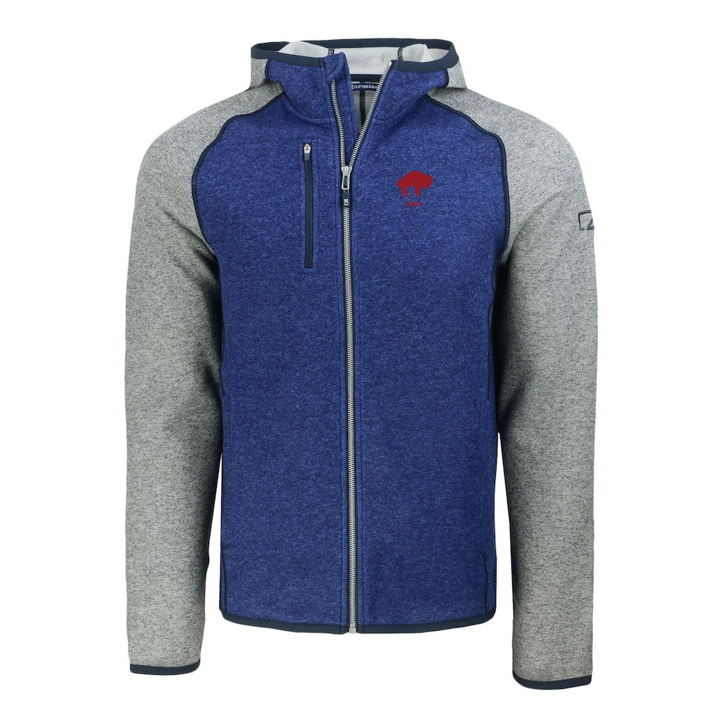 Buffalo Bills Cutter & Buck Throwback Mainsail Sweater-Knit Full-Zip Hoodie - Royal/Heather Gray outlet