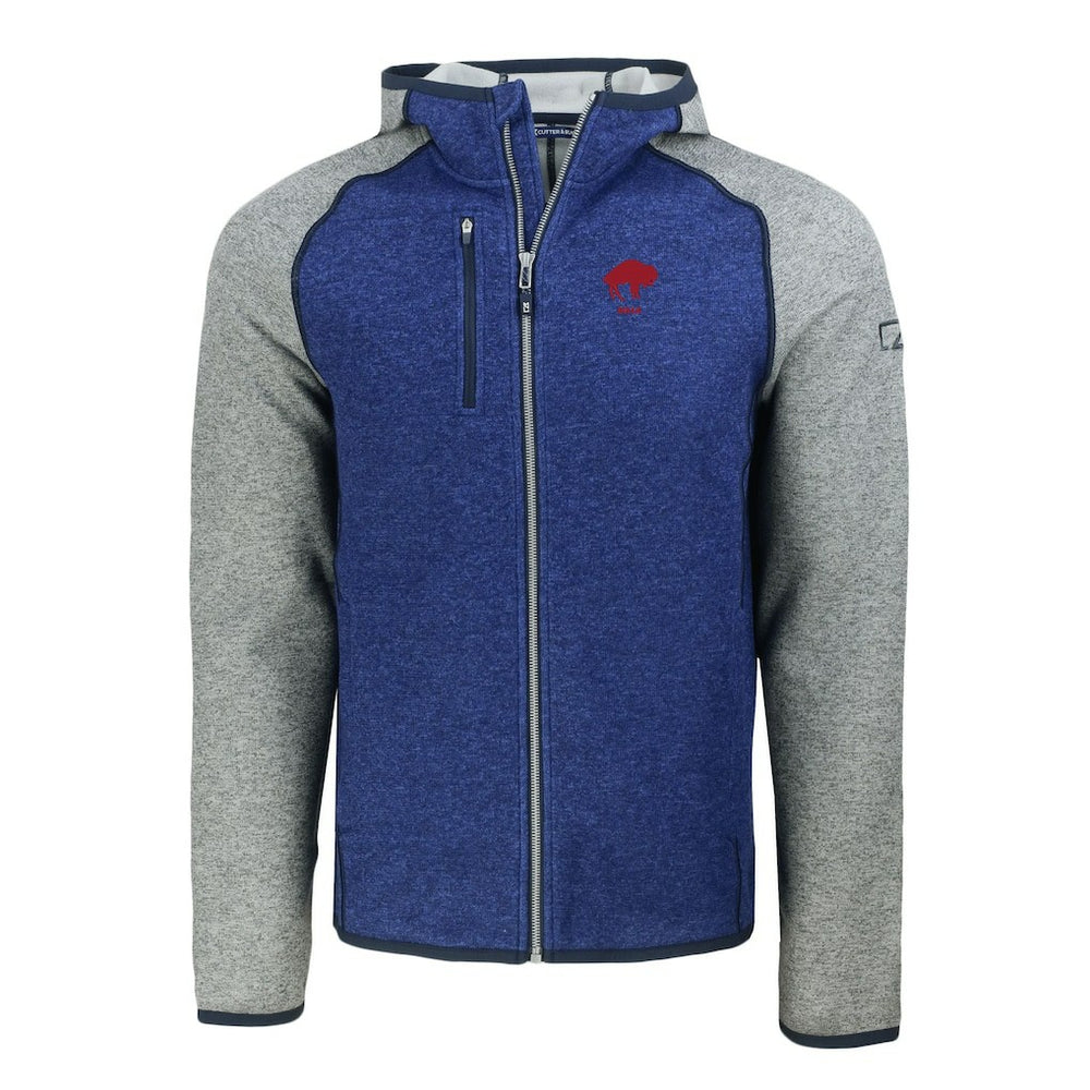 Buffalo Bills Cutter & Buck Throwback Mainsail Sweater-Knit Full-Zip Hoodie - Royal/Heather Gray outlet