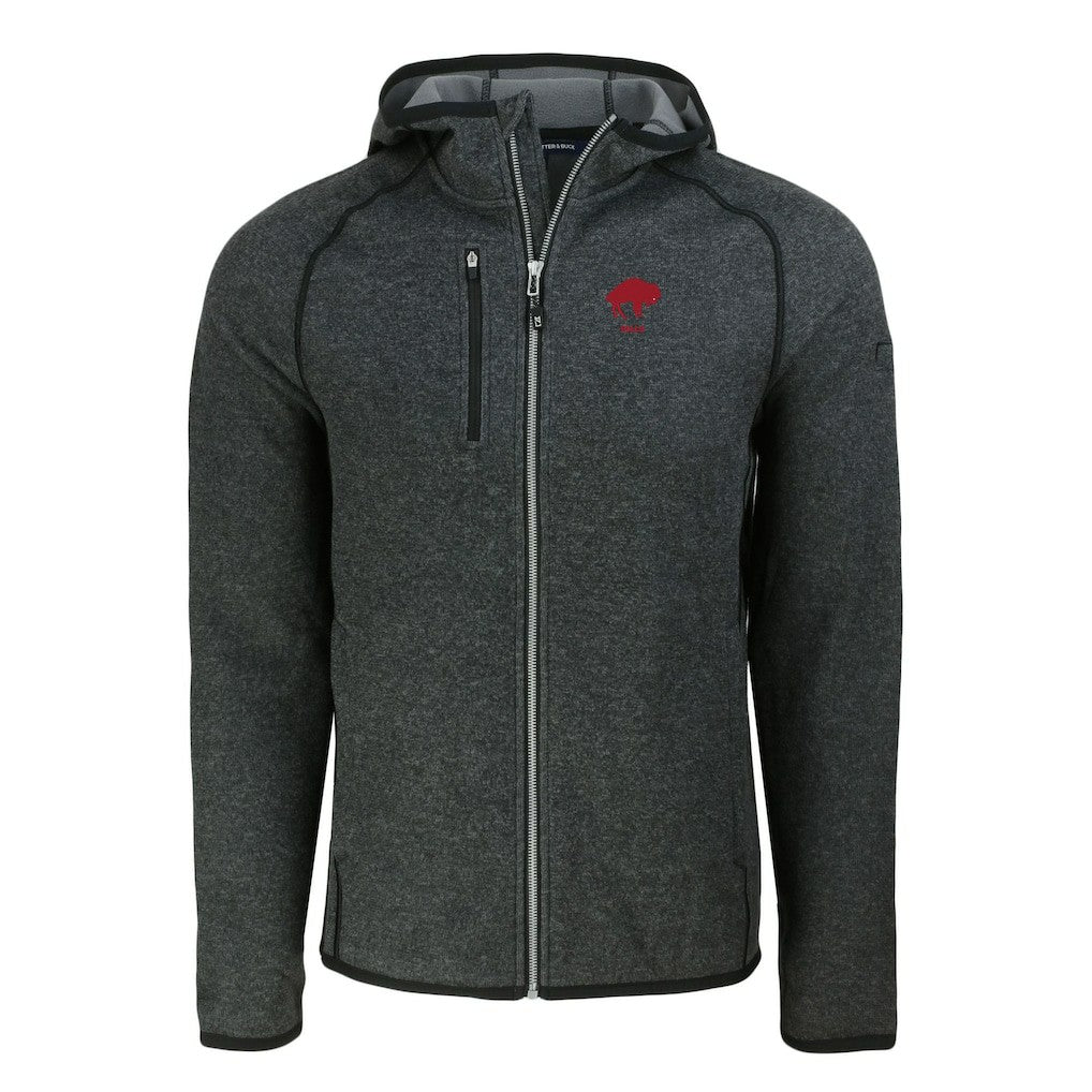 Buffalo Bills Cutter & Buck Throwback Mainsail Sweater-Knit Full-Zip Hoodie - Heather Charcoal discount