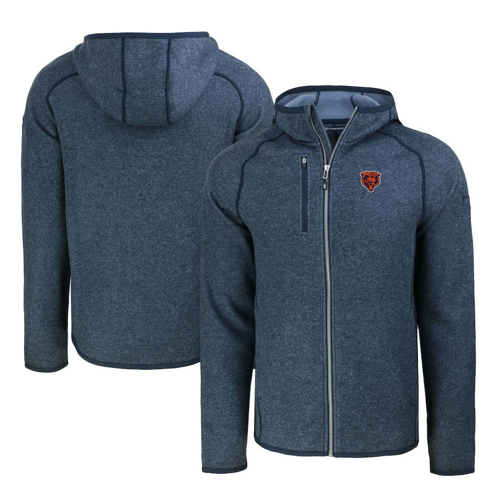 Chicago Bears Cutter & Buck Throwback Mainsail Sweater-Knit Full-Zip Hoodie - Heather Navy outlet