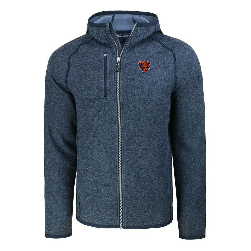 Chicago Bears Cutter & Buck Throwback Mainsail Sweater-Knit Full-Zip Hoodie - Heather Navy outlet