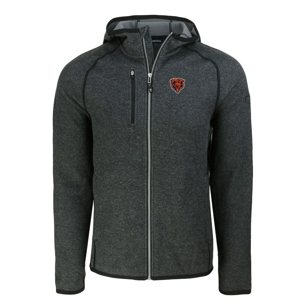 Chicago Bears Cutter & Buck Throwback Mainsail Sweater-Knit Full-Zip Hoodie - Heather Charcoal on sale