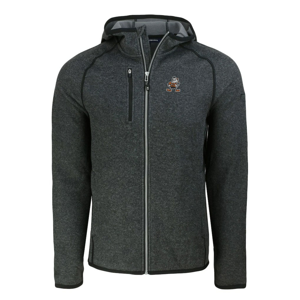 Cleveland Browns Cutter & Buck Throwback Mainsail Sweater-Knit Full-Zip Hoodie - Heather Charcoal discount