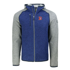 Denver Broncos Cutter & Buck Throwback Mainsail Sweater-Knit Full-Zip Hoodie - Royal/Heather Gray sale