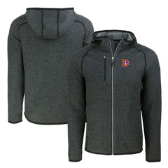 Denver Broncos Cutter & Buck Throwback Mainsail Sweater-Knit Full-Zip Hoodie - Heather Charcoal sale
