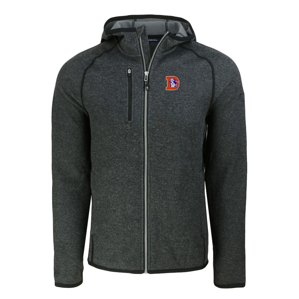 Denver Broncos Cutter & Buck Throwback Mainsail Sweater-Knit Full-Zip Hoodie - Heather Charcoal sale