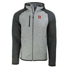 Denver Broncos Cutter & Buck Throwback Mainsail Sweater-Knit Full-Zip Hoodie - Heather Gray/Heather Charcoal discount