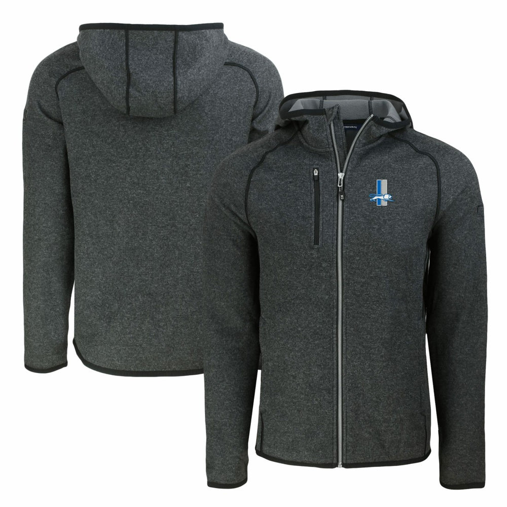Detroit Lions Cutter & Buck Throwback Mainsail Sweater-Knit Full-Zip Hoodie - Heather Charcoal cheap