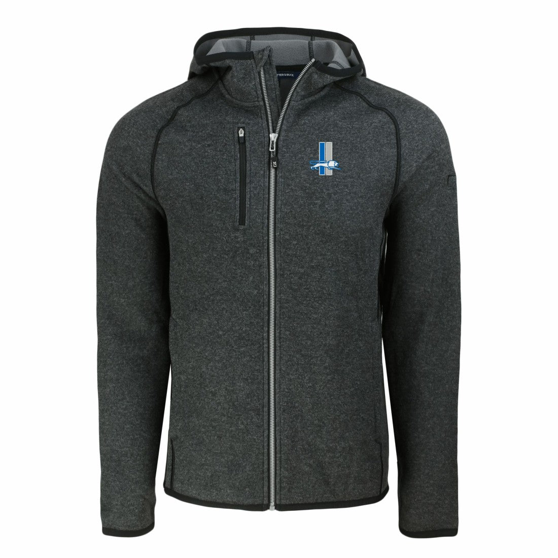 Detroit Lions Cutter & Buck Throwback Mainsail Sweater-Knit Full-Zip Hoodie - Heather Charcoal cheap