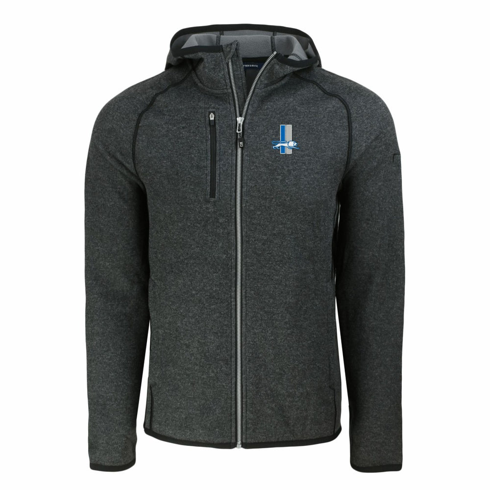 Detroit Lions Cutter & Buck Throwback Mainsail Sweater-Knit Full-Zip Hoodie - Heather Charcoal cheap