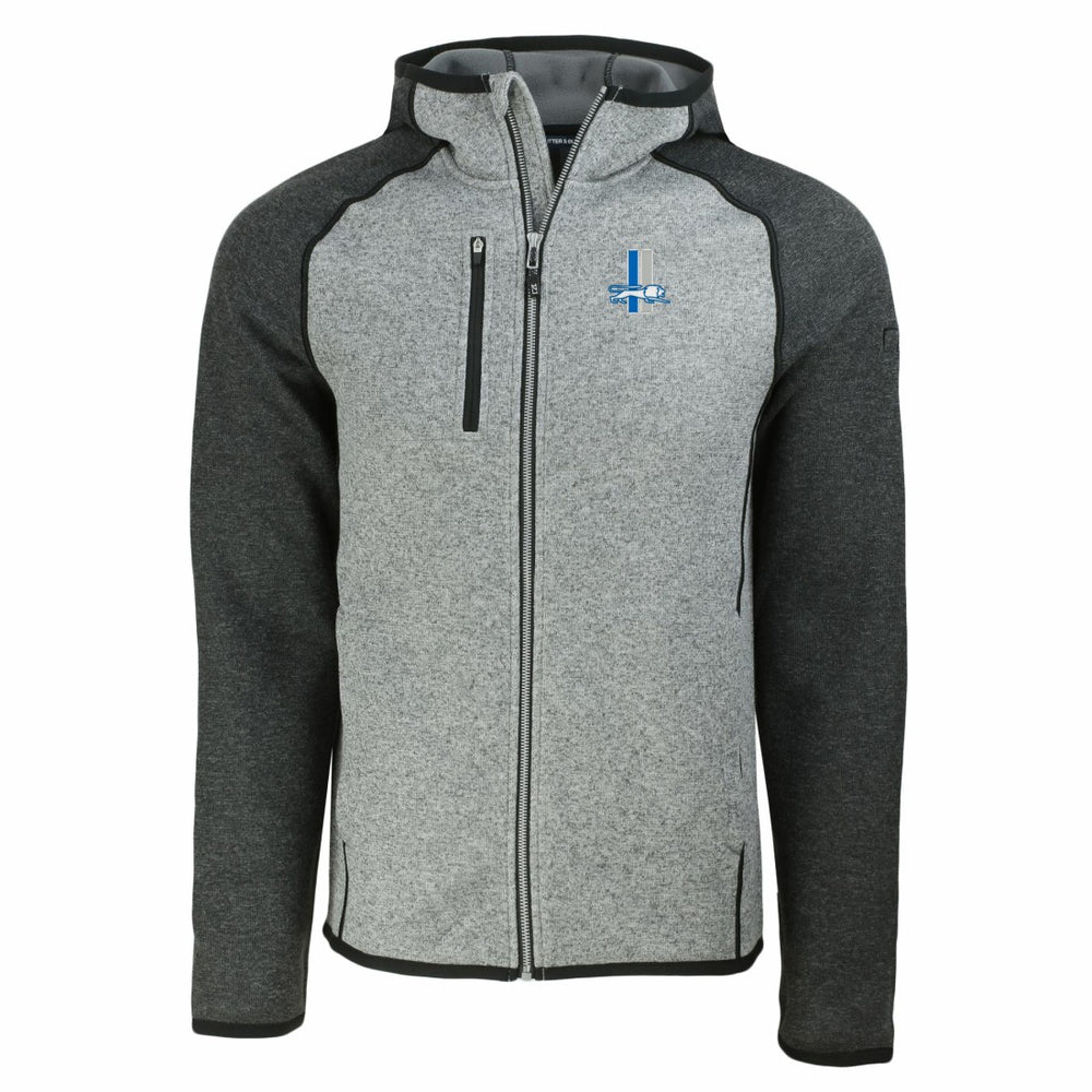 Detroit Lions Cutter & Buck Throwback Mainsail Sweater-Knit Full-Zip Hoodie - Heather Gray/Heather Charcoal online