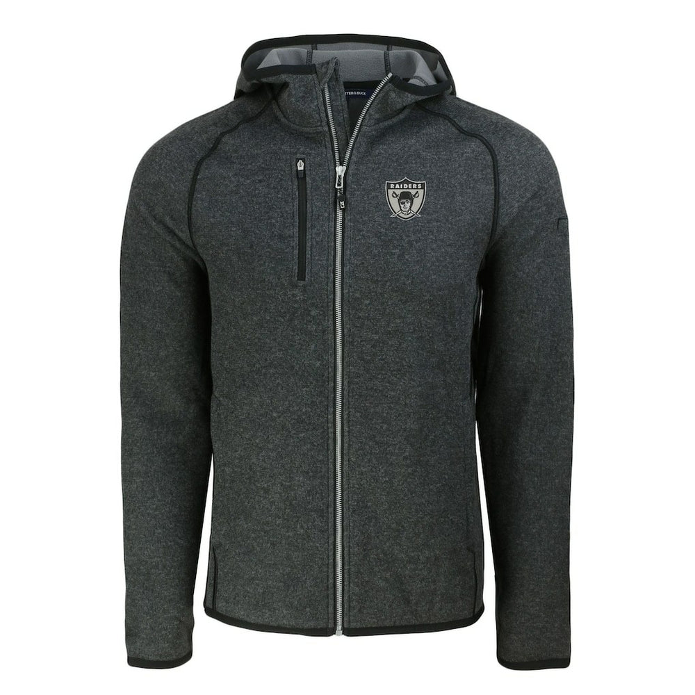 Las Vegas Raiders Cutter & Buck Throwback Mainsail Sweater-Knit Full-Zip Hoodie - Heather Charcoal cheap