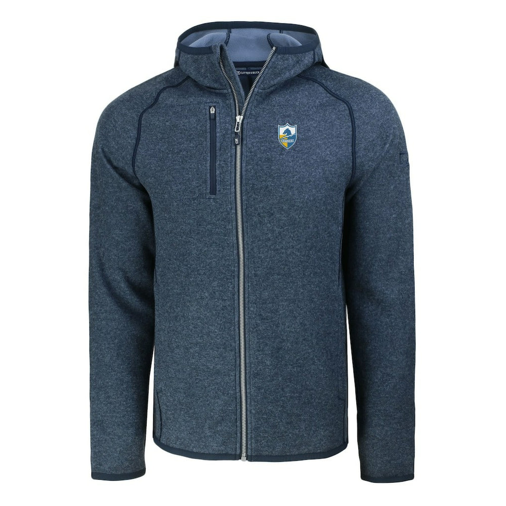 Los Angeles Chargers Cutter & Buck Throwback Mainsail Sweater-Knit Full-Zip Hoodie - Heather Navy online