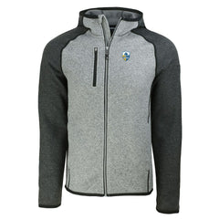 Los Angeles Chargers Cutter & Buck Throwback Mainsail Sweater-Knit Full-Zip Hoodie - Heather Gray/Heather Charcoal for sale