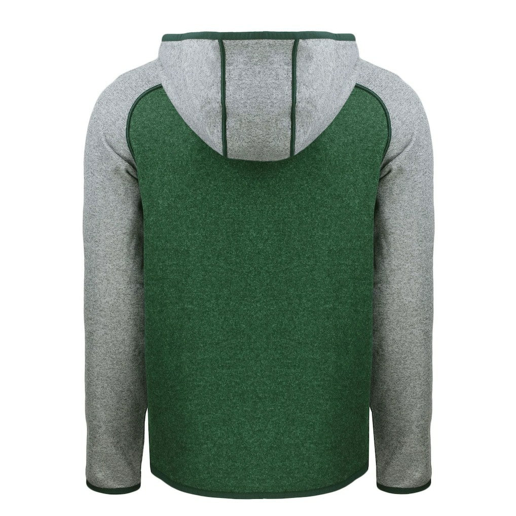 New York Jets Cutter & Buck Throwback Mainsail Sweater-Knit Full-Zip Hoodie - Heather Green/Heather Gray for sale