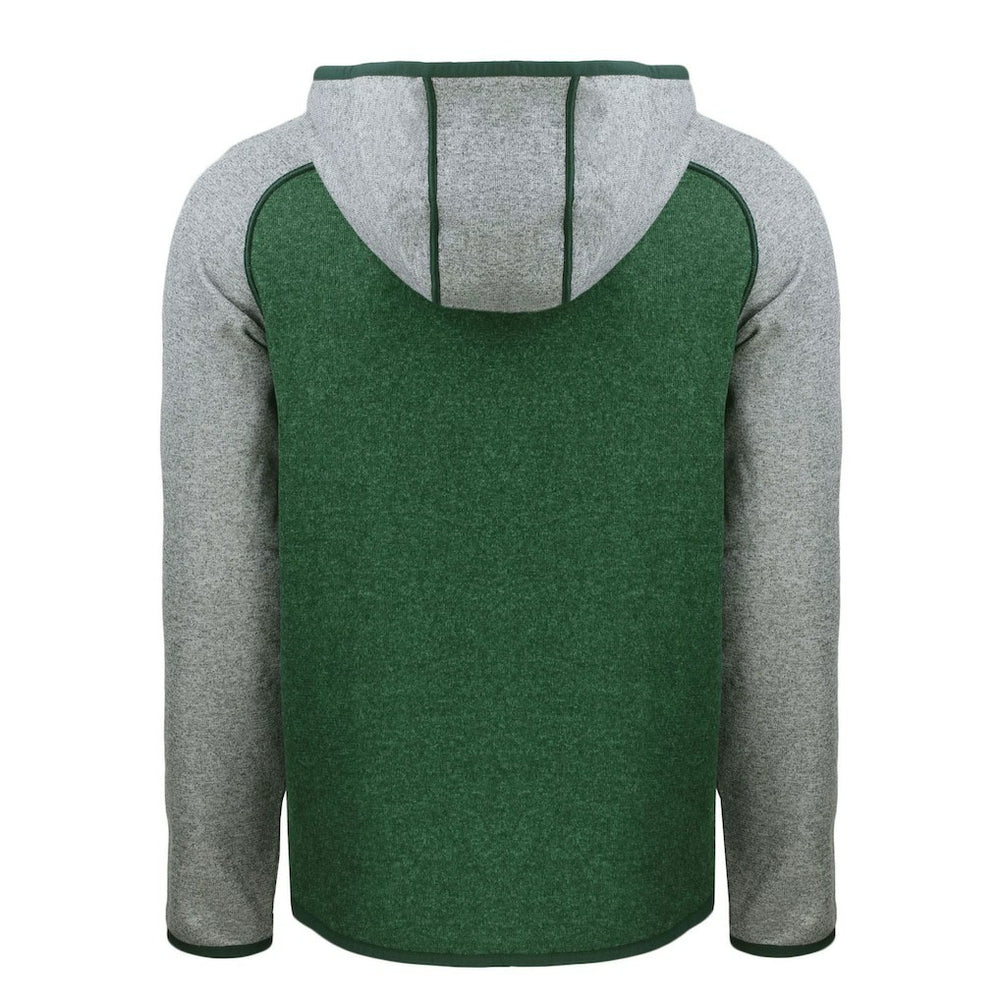 New York Jets Cutter & Buck Throwback Mainsail Sweater-Knit Full-Zip Hoodie - Heather Green/Heather Gray for sale