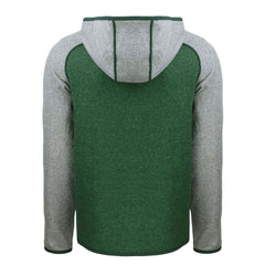 New York Jets Cutter & Buck Throwback Mainsail Sweater-Knit Full-Zip Hoodie - Heather Green/Heather Gray for sale