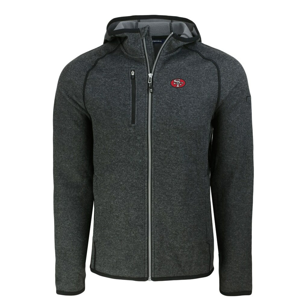 San Francisco 49ers Cutter & Buck Throwback Mainsail Sweater-Knit Full-Zip Hoodie - Heather Charcoal outlet