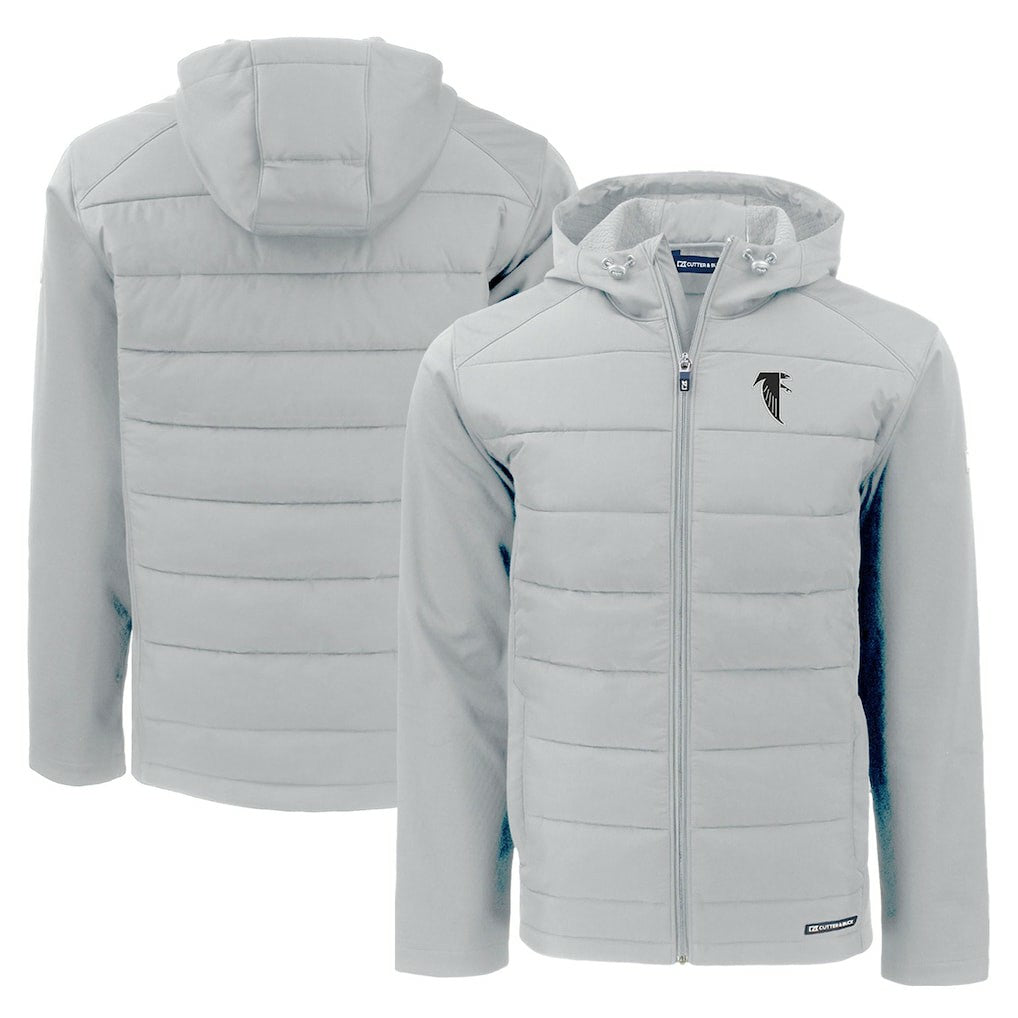 Atlanta Falcons Cutter & Buck Throwback Evoke Hybrid Eco Softshell Recycled Full-Zip Hoodie Jacket - Gray sale