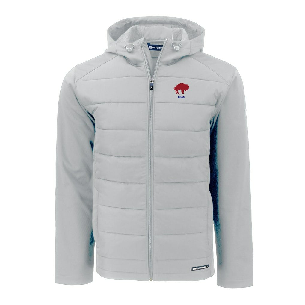Buffalo Bills Cutter & Buck Throwback Evoke Hybrid Eco Softshell Recycled Full-Zip Hoodie Jacket - Gray on sale