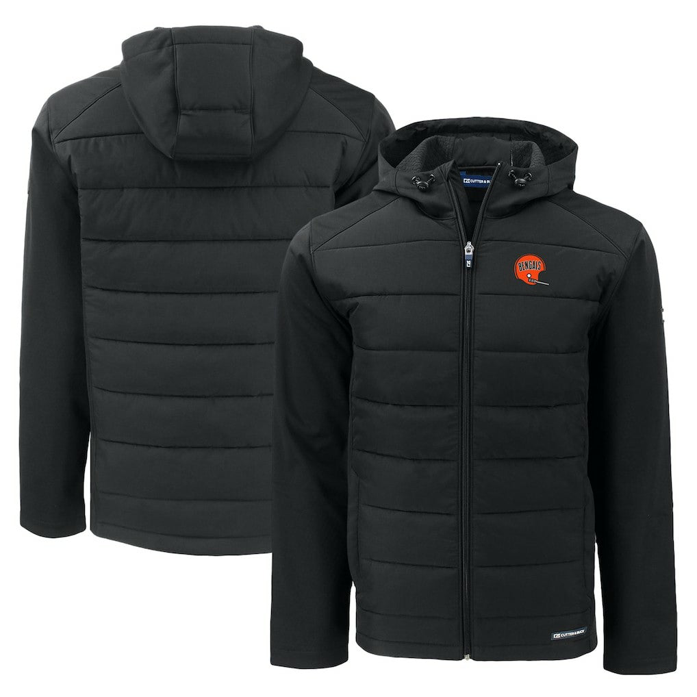 Cincinnati Bengals Cutter & Buck Throwback Evoke Hybrid Eco Softshell Recycled Full-Zip Hoodie Jacket - Black discount