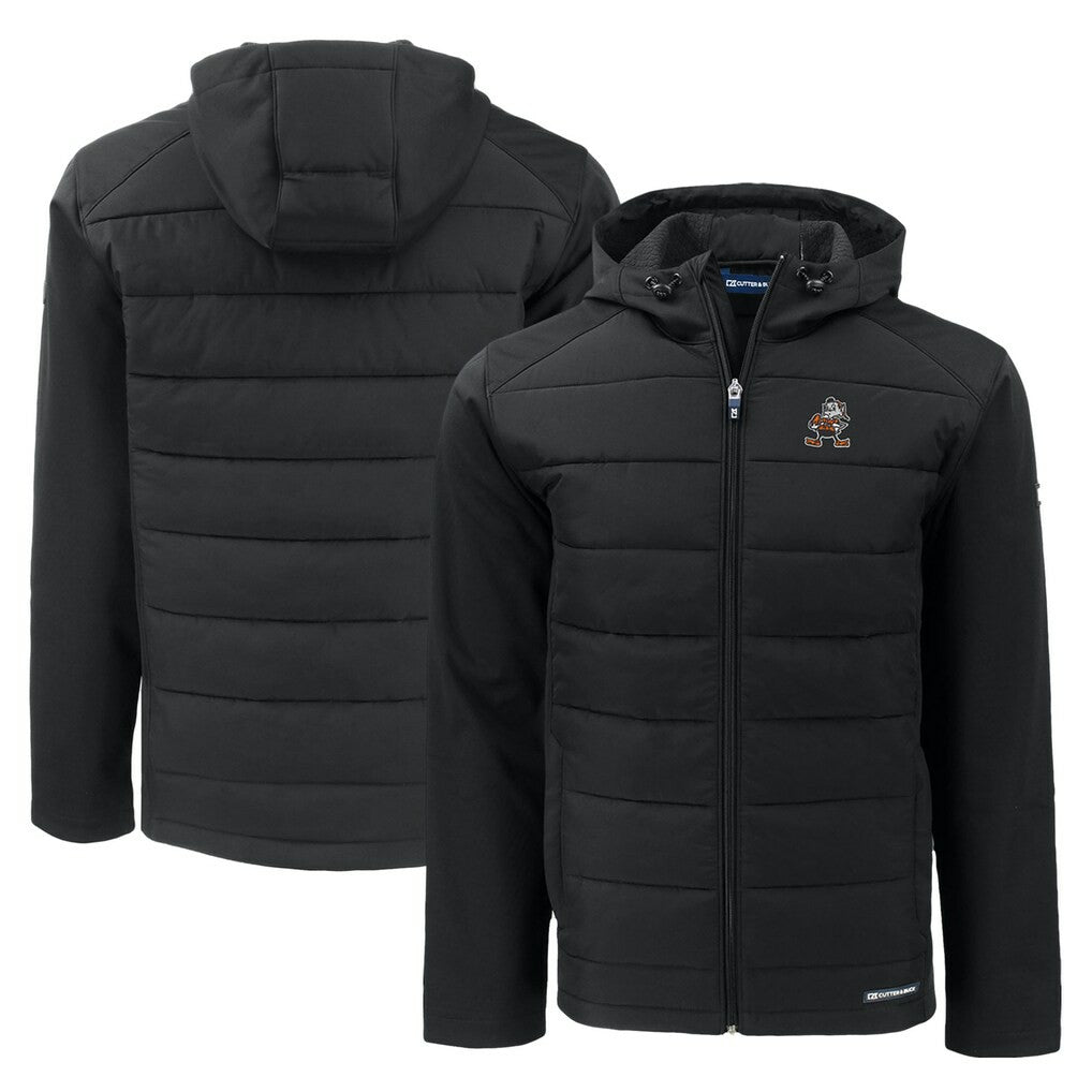 Cleveland Browns Cutter & Buck Throwback Evoke Hybrid Eco Softshell Recycled Full-Zip Hoodie Jacket - Black online