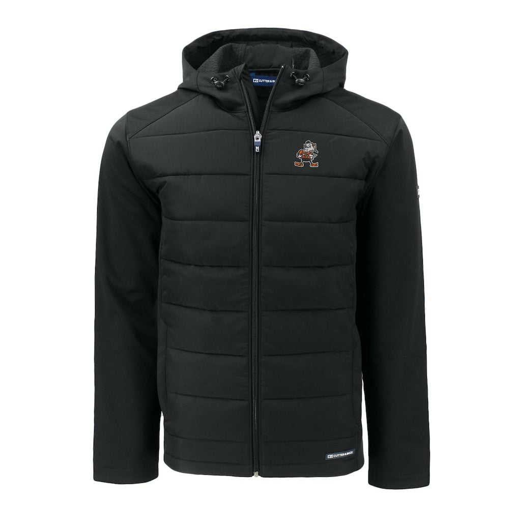 Cleveland Browns Cutter & Buck Throwback Evoke Hybrid Eco Softshell Recycled Full-Zip Hoodie Jacket - Black online