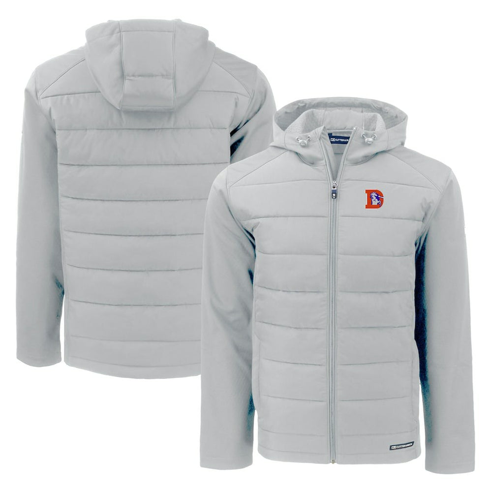 Denver Broncos Cutter & Buck Throwback Evoke Hybrid Eco Softshell Recycled Full-Zip Hoodie Jacket - Gray online