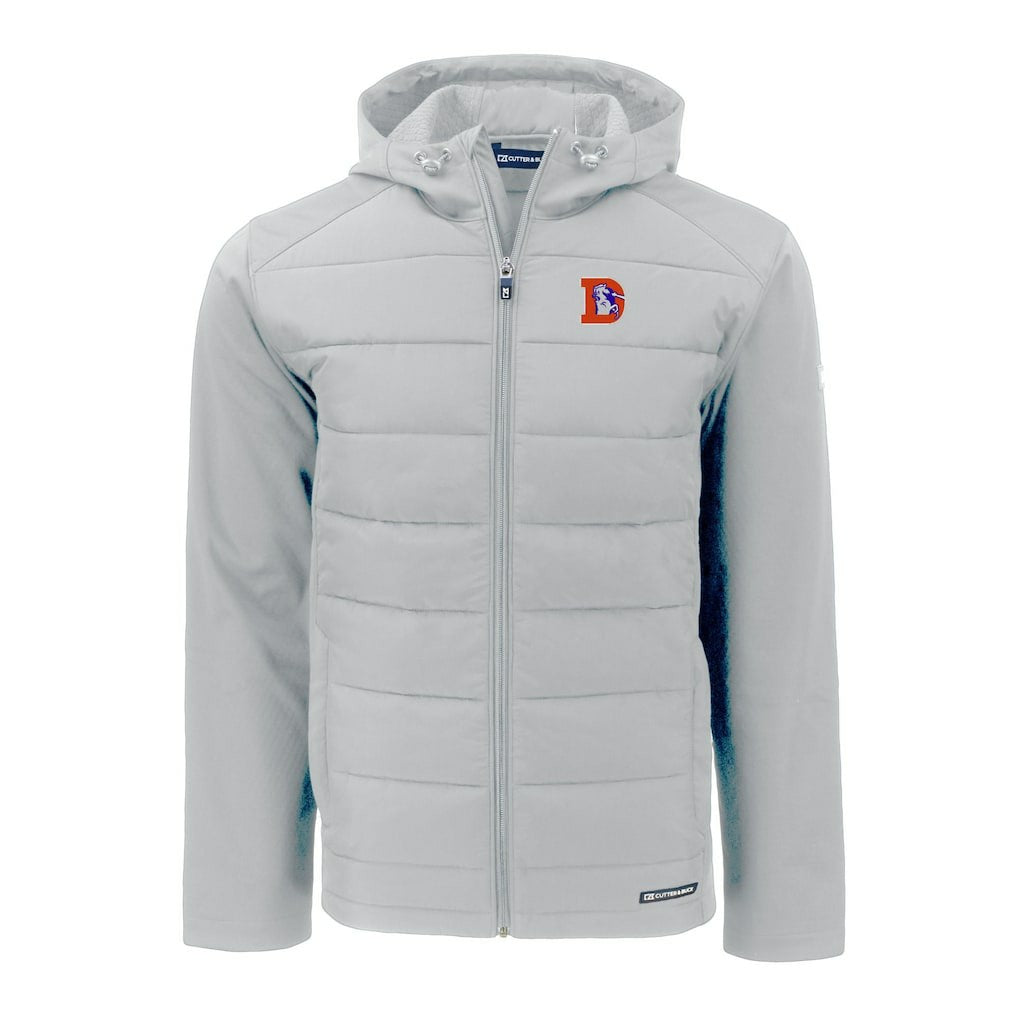 Denver Broncos Cutter & Buck Throwback Evoke Hybrid Eco Softshell Recycled Full-Zip Hoodie Jacket - Gray online