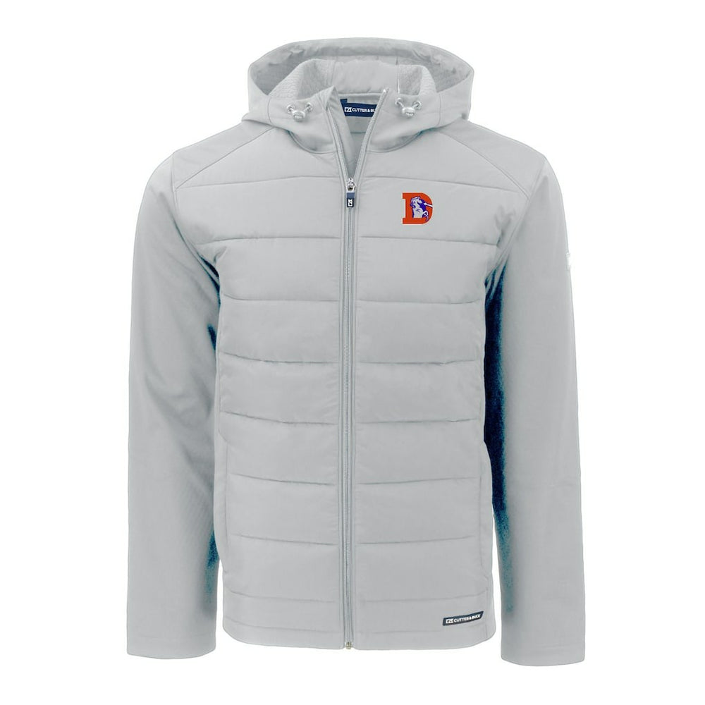 Denver Broncos Cutter & Buck Throwback Evoke Hybrid Eco Softshell Recycled Full-Zip Hoodie Jacket - Gray online
