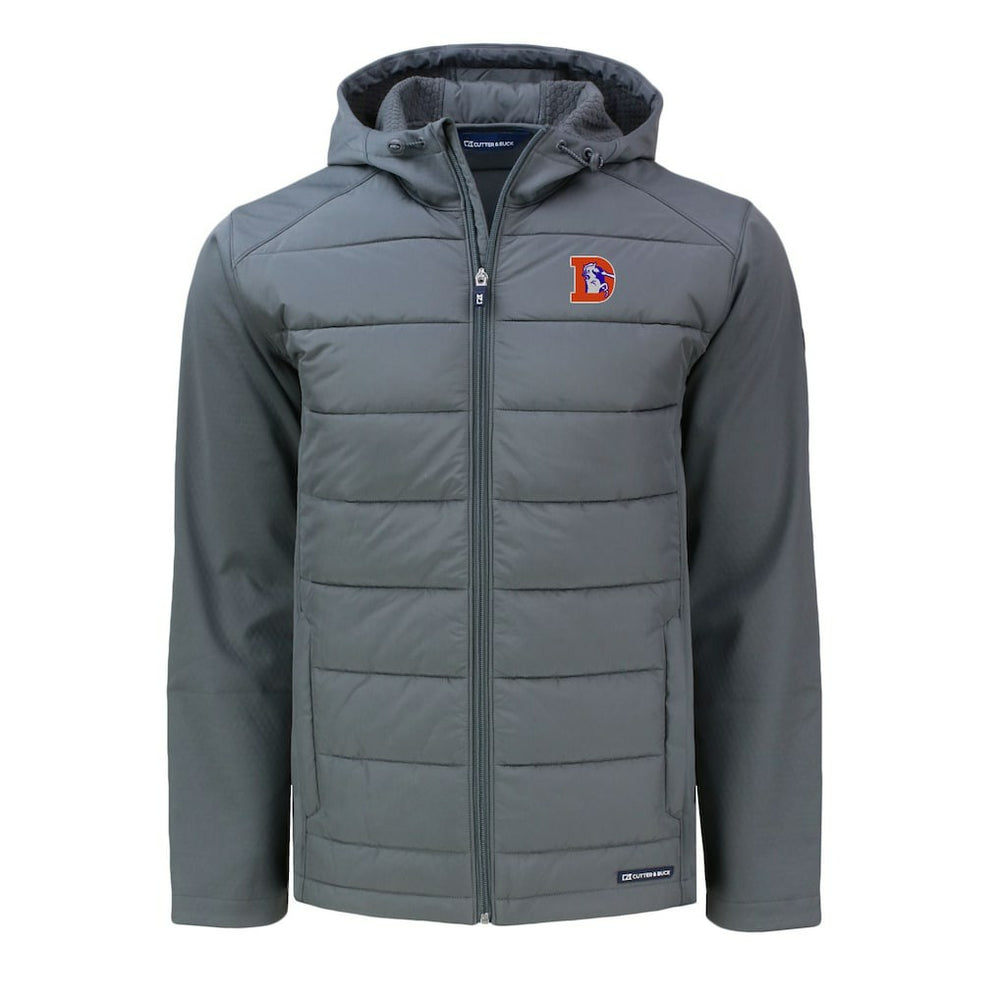 Denver Broncos Cutter & Buck Throwback Evoke Hybrid Eco Softshell Recycled Full-Zip Hoodie Jacket - Gray online