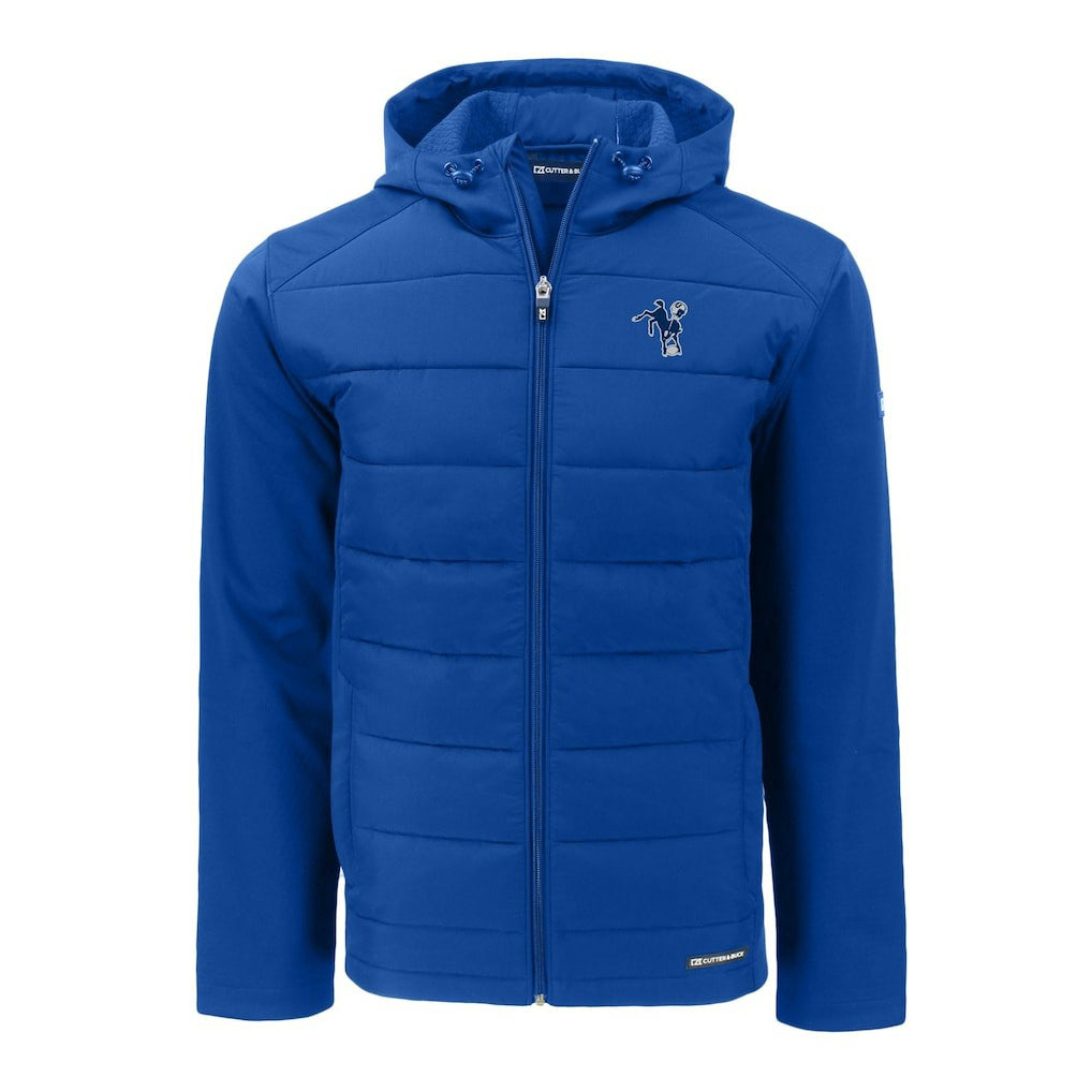Indianapolis Colts Cutter & Buck Throwback Evoke Hybrid Eco Softshell Recycled Full-Zip Hoodie Jacket - Royal online